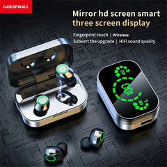 GREATWALL 2024 New Bluetooth Earphone Wireless Earphone Three Screen Smart Digital Display Music Game Headphone