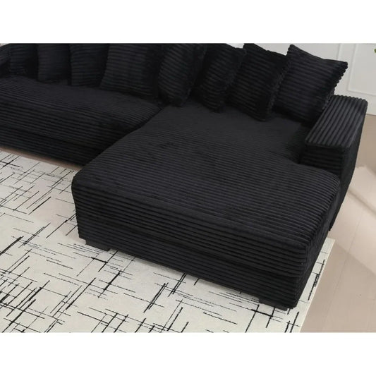 Large Right Facing Modular Combination Sofa, L-shaped Corduroy Soft Cushion Convertible Sofa