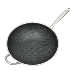 13.4Inch Stainless Steel Frying Pan Nonstick Honeycomb Fry Pan With Lid Induction Compatible Skillet