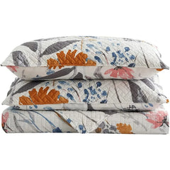 3-Piece Quilt Set with 2 Pillow Shams- Boho Reversible Soft and Lightweight Quilt Bedding Bedspread Coverlet Set