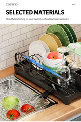 Dish Rack With Drainboard Dish Drainers for Kitchen Counter sink Adiustable Spout In sink Dish Strainers With Utensil Holder