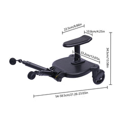 2 in 1 Universal Stroller Board Standing Buggy Board with Detachable Seat Pram Pedal Adapter Pushchair Kids Ride Board Load 25kg