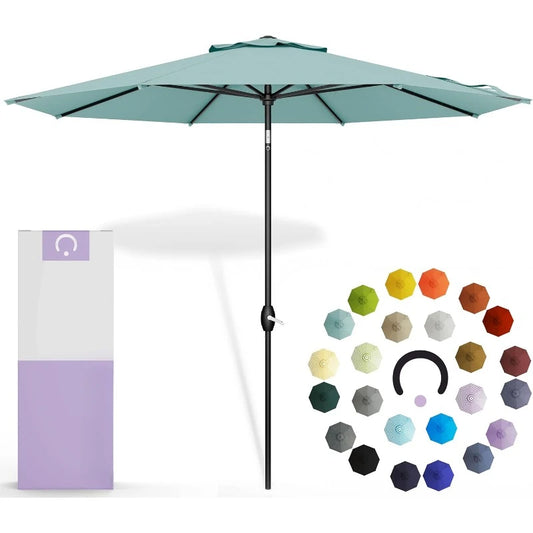 10-Year-No-Fade - 9 Feet outdoor umbrella Seawater Aqua Polyester Fabric - Umbrella Outdoor