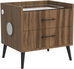 Smart LED Nightstand with 2 Drawers, End Table with Charging Station Wireless and Storage, Bluetooth Speaker Side Table