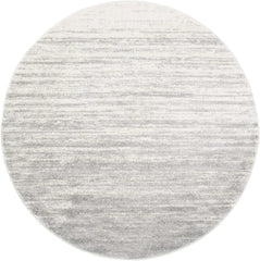 Adirondack Collection Area Rug - 7' Round, Ivory & Silver, Modern Ombre Design, Non-Shedding & Easy Care