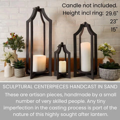 Floor Candle Holders 23" Large Outdoor Lantern 3 Wick Candle Holder Large Floor Lantern Floor Decor for Living Room