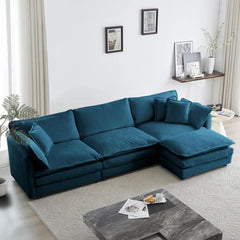 Modular Sectional Sofa, Convertible Modern L Shaped Sofa Chenille Cloud Couches Set with Ottoman for Living Room