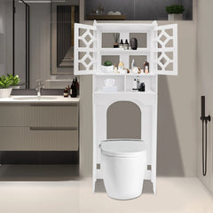 4 Tier Bathroom Organizer Waterproof Over The Toilet Storage Cabinet Raised Leg Smooth Edge Large Capacity/Easy to Install