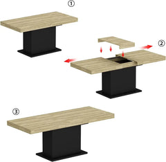 Extendable Dining Table for 8-10 People, Modern Wood Rectangular Expandable Kitchen Table Dinner Table for Dininng Room