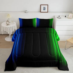 Comforter Set Kids Teens Dark Blue and Black Striped Bedding Bed Set Decor Modern Fashion Comforter Inner Fill Bedroom