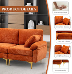 U-Shaped Sectional Sofa Couch, 4 Seat Sofa Set for Living Room, Convertible L-Shaped Velvet Couch Set with Chaise Lounge