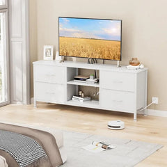 Dresser TV Stand, Wide Dressers & Chests of Drawers with Charging Station & 4 Drawers Storage for 50 inch TV, Media