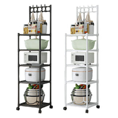 5 Tier Storage Shelves 110LBS Heavy Duty Shelving Unit Storage Rack w/Rolling Wheel for Laundry Bathroom Kitchen Garage