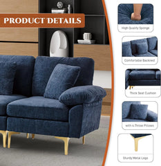 U-Shaped Sectional Sofa Couch, 4 Seat Sofa Set for Living Room, Convertible L-Shaped Velvet Couch Set with Chaise Lounge