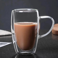 350ml Transparent Double  Glass Coffee Cup Household  Coffee Tea Mug Company Water Cup With Handle Kitchenware