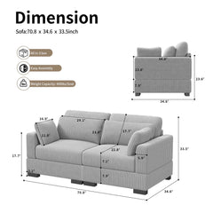 Modular Sectional Sofa, Cloud Couch Sectional 2/3/4 Seater, Corduroy Fabric Sectional Couch with Pillows for Modern Living Room