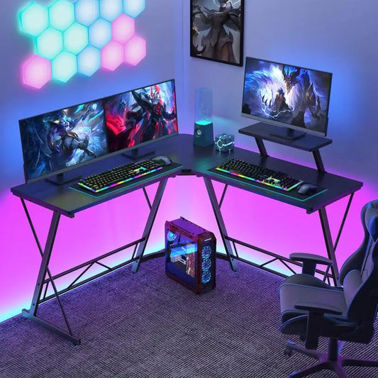 Mr IRONSTONE Gaming Furniture,gamer Desk,gaming Desk,L Shaped Gaming Desk Corner Computer Deskcomputer Desk Thick Tables & Desks