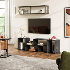 Deformable TV Stand up to 75 Inch TV, Modern Entertainment Center with 3 Pieces Cabinets