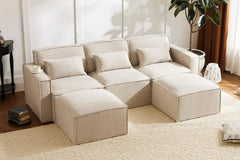 Shaped Modular Couch with Reversible Chaise,Luxury Modular Sectional Sofa for Living Room, Apartment