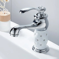 Bathroom European Style Diamond Faucet Single Handle Basin Faucet Mixer Brass Countertop Installation Bathroom Kitchen Faucet