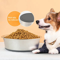 Dog Feeder Bowls Pet Food Water Feeders Multiple Sizes Metal Dog Bowls with Nonslip Silicone Bottom for Small to Large Dogs