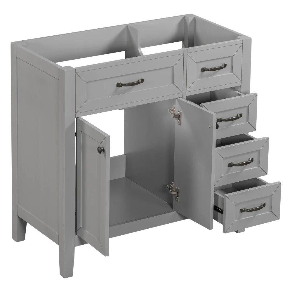 36" Bathroom Vanity with Sink Combo, Bathroom Cabinet with Drawers, Solid Frame and MDF Board, Grey