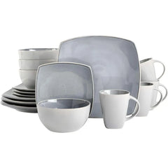 Square Reactive Glaze Stoneware Dinnerware Set, Service for 4 (16pc), Eclipse