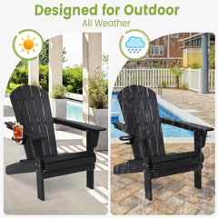 Adirondack Chairs Chair,Set of 4 Weatherproof Outdoor Fire Pit Chair Perfect for Patio Porch Deck and Garden, Black Chair