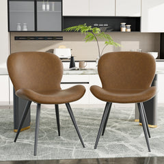 2Pcs Dining Chairs Modern Bedroom Chair Luxury Leather Chairs Kitchen Living Room Minimalist Bar Stools Nordic Style Restaurant