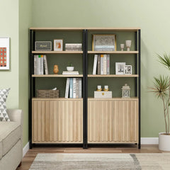 71" Tall Arched Cabinet Bookcase, 5-Tier Arched Bookself with Doors, Arched Bookcase Cabinet with Storage,Display Cabinet