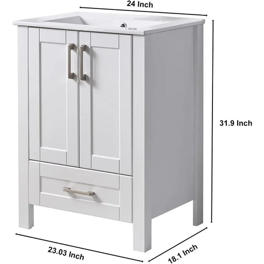 24 Inch Bathroom Vanity with Sink, Small Bathroom Vanities Sink Set, White Bathroom Vanity Cabinet Combo, Modern Bath Vanity