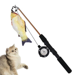 Retractable Cat Wand Toy Cat Teaser Fish Toy With And Wheel Kitten Toys With Fishing Pole For Cats Kittens Having Fun Exerciser