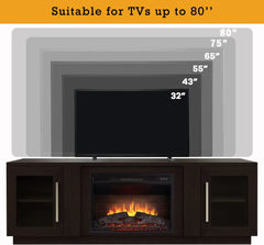 3D Fireplace TV Stand for TVs Up To 80’’ Wooden Media Entertainment Center Table TV Cabinets Electric Fireplace W/Remote Control