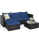 Patio Wicker Lounge Chair, Outdoor Rattan Adjustable Reclining Backrest Lounger Chairs, Seating and Back Cushion