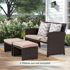 OC Orange-Casual Outdoor Loveseat 3 Piece Patio Furniture Set Outdoor Conversation Set All-Weather Wicker Love Seat