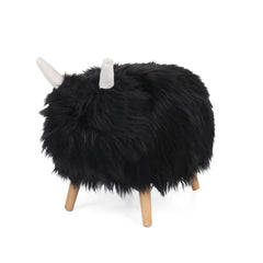 Velvet Cow-Shaped Ottoman, Cute Wood Foot Stool Shoes Changing Seat with Cushioned for Adult  Playroom, Porch Furniture, Stool