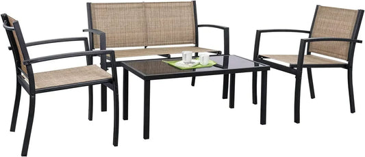 Conversation Set and Glass Coffee Table Bistro Set Outdoor Sessions Gardens Sets Outdoor Furniture for Garden Chair Chairs Patio