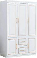 3 Door Closet Wardrobe, Armoire with 3 Drawer and Hanging Rod, Freestanding Closet Cabinet, Clothes Storage Organizer, Wardrobes