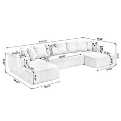 131'' Modular Sectional Couch,U-shaped sofa,Chaise Lounge, Striped fabric,Upholstered 4 Seater Couch,Free Combination Sofa