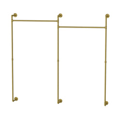 Industrial Pipe Clothing Rack Wall Mounted,Clothes Racks with Hanging Rods for Closet Storage(Gold)