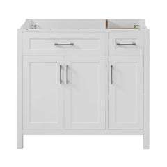 36" Black Bathroom Vanity Cabinet with Resin Integrated Sink - 2 Drawers, 3 Doors