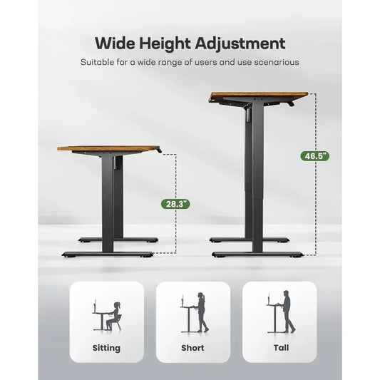 Electric Standing Desk Adjustable Height, 55 * 24 Inch Sit Stand up Desk for Home Office Furniture Computer Desk