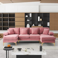 U-Shaped Sectional Sofa Couch, 4 Seat Sofa Set for Living Room, Convertible L-Shaped Velvet Couch Set with Chaise Lounge