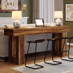 63-Inch Long Console Table, Farmhouse Wooden Sofa Table Behind The Couch, Narrow Entryway Table for Entrance, Hallway