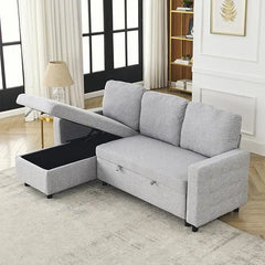 Modern Convertible Sleeper Sofa Bed, Seat Lounge Sofa w/Reclining Backrest,Toss Pillows,Sofa Couch Pullout Bed for Living Room