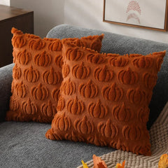 Halloween Pumpkin Throw Pillow Cover Classic Orange Polyester Perfect for Living Room Bedroom Sofa Decor (Pillow Not Included)