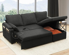 Sofa Bed Pull Out 2 in 1 Sectional Sleeper Couches w/ Storage,USB,Cup Holder,Pullout Sectional Couches for Apartment Living Room