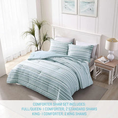 Duvet Cover Set, Cotton Bedding with Matching Shams & Button Closure, All Season Home Decor (Clearwater Cay Blue,)