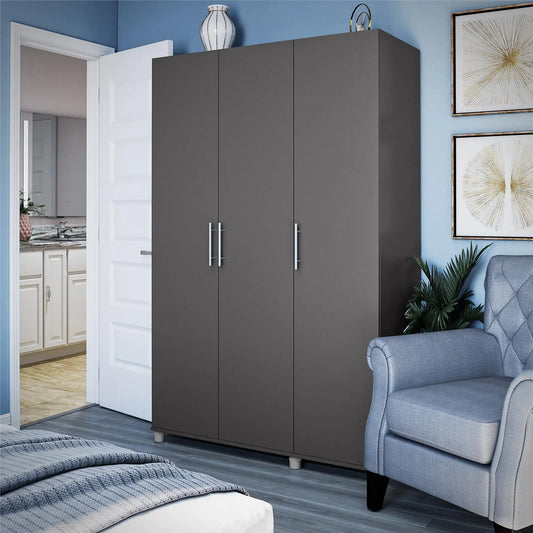 Evolution Westford 3 Door Wardrobe, Graphite Gray Lots of storage space 3 door wardrobe with hanging rod and adjustable shelf