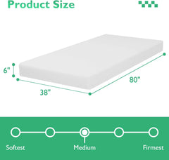 Twin XL Mattress 6 inch Gel Memory Foam Mattress Medium Firm Mattresses for Cool Sleep Relieving Pressure Relief CertiPUR